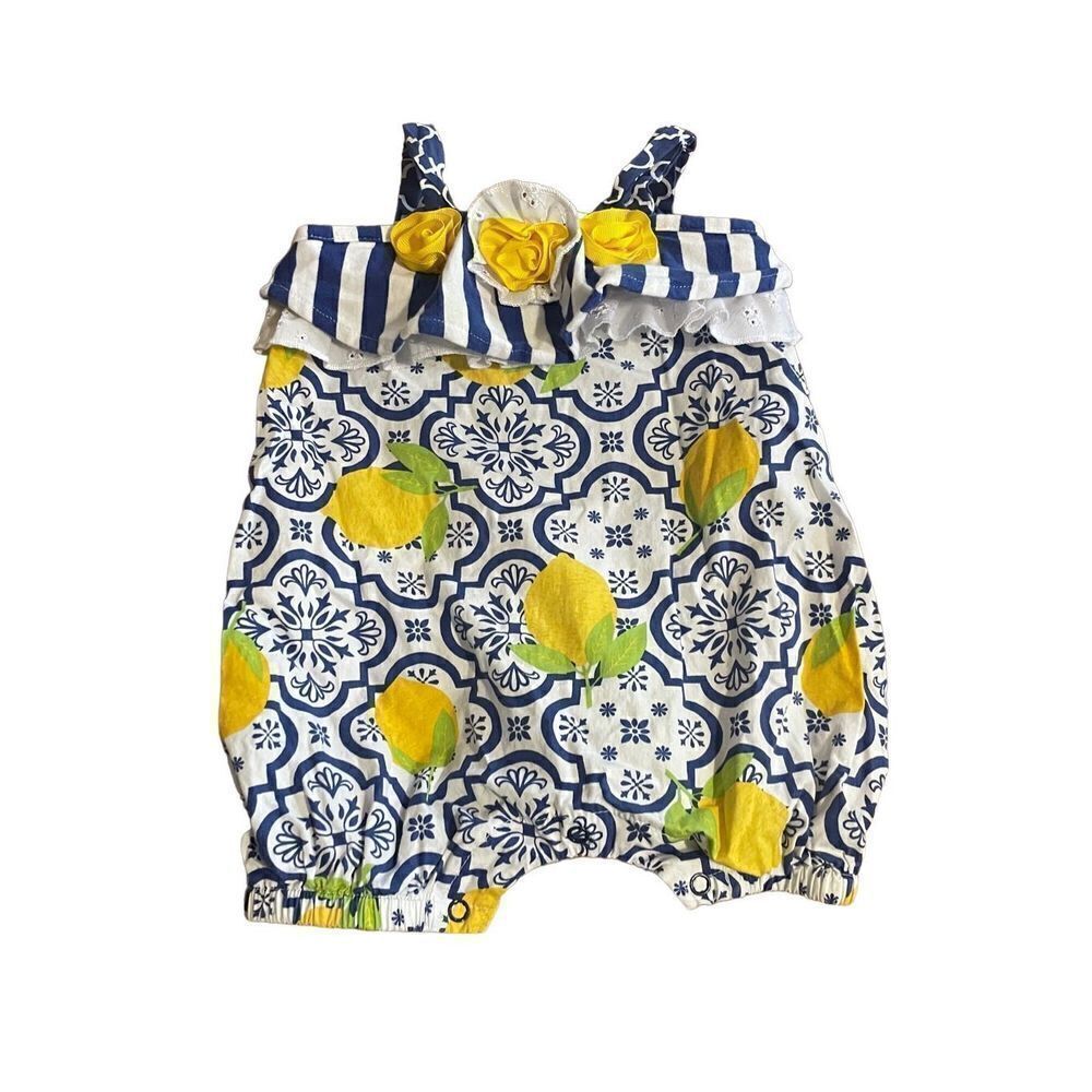 Counting Daisies‎ baby girl blue/ yellow romper 9 months